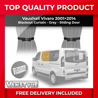 Fits Vauxhall Vivaro 01>14 Tailored Blackout Fabric Sliding Door Curtain Grey • £30.59